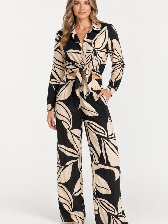 Rachel Zoe Pants - New Rachel Zoe black and cream floral linen 2 piece set